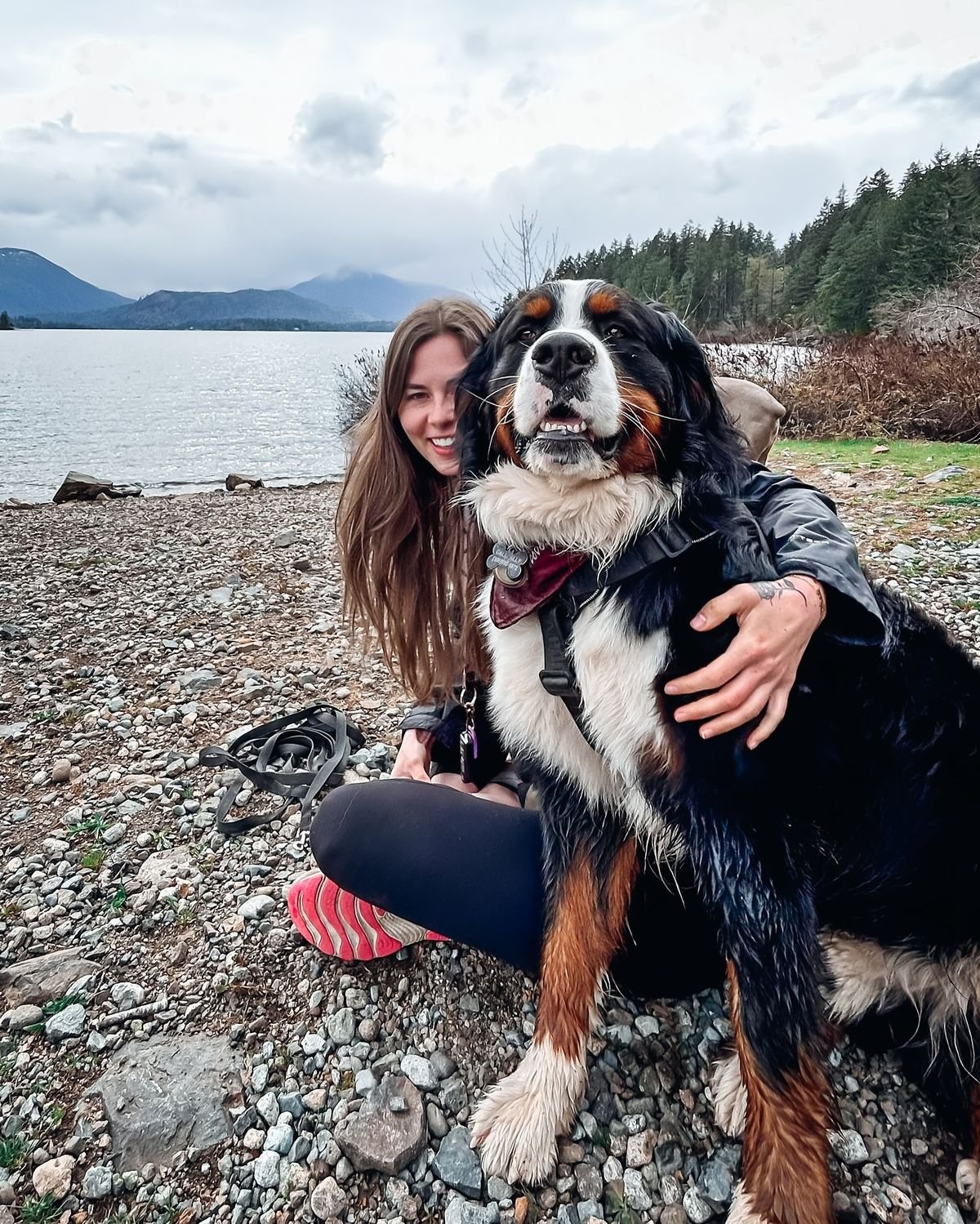 Hannah Lewis with their Bernese Mountain Dog